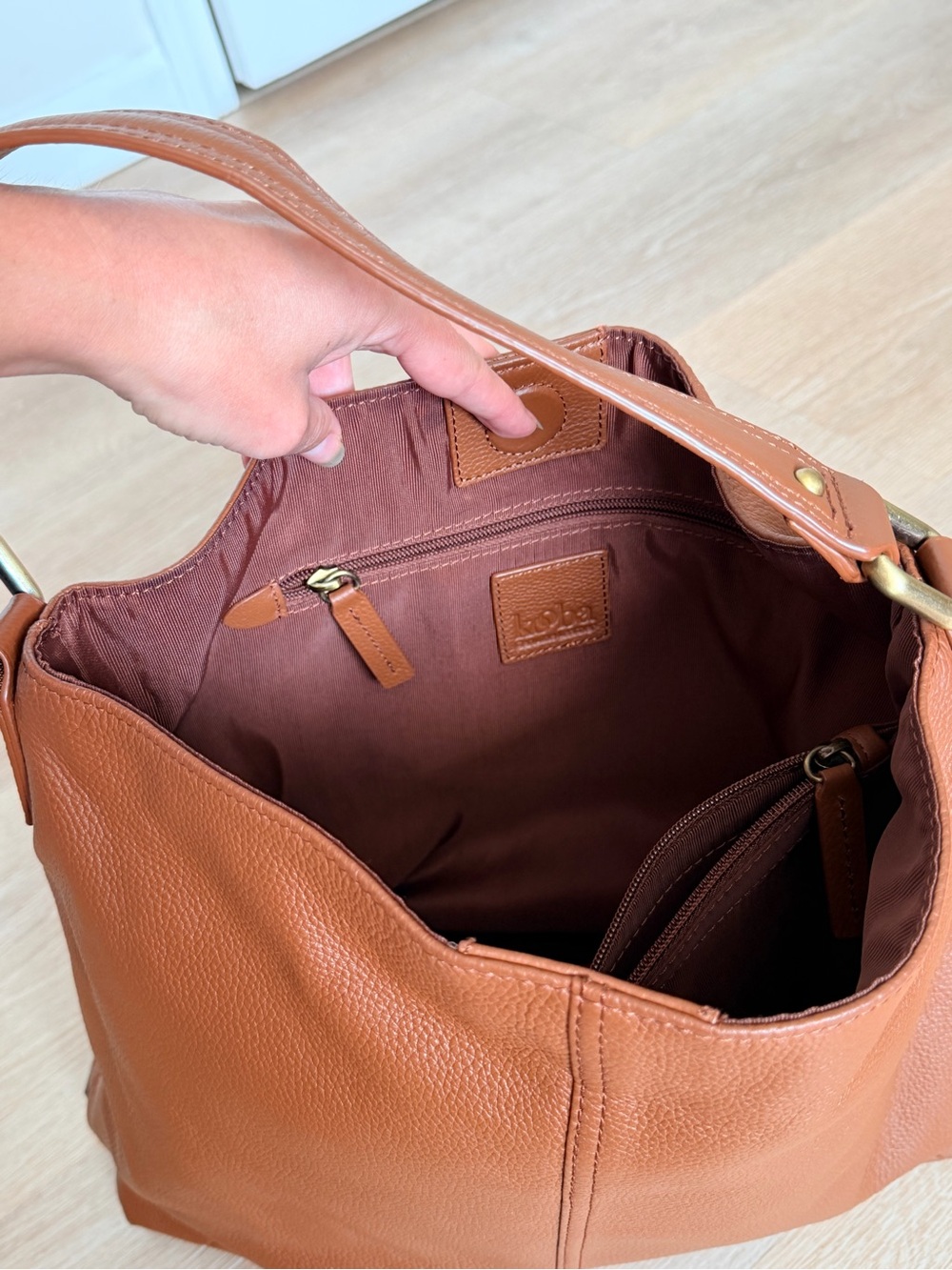 NWOT Vintage Y2K Kooba Pebbled Leather Hobo Bag Brown Slouchy Shoulder Tote - Picture 14 of 14